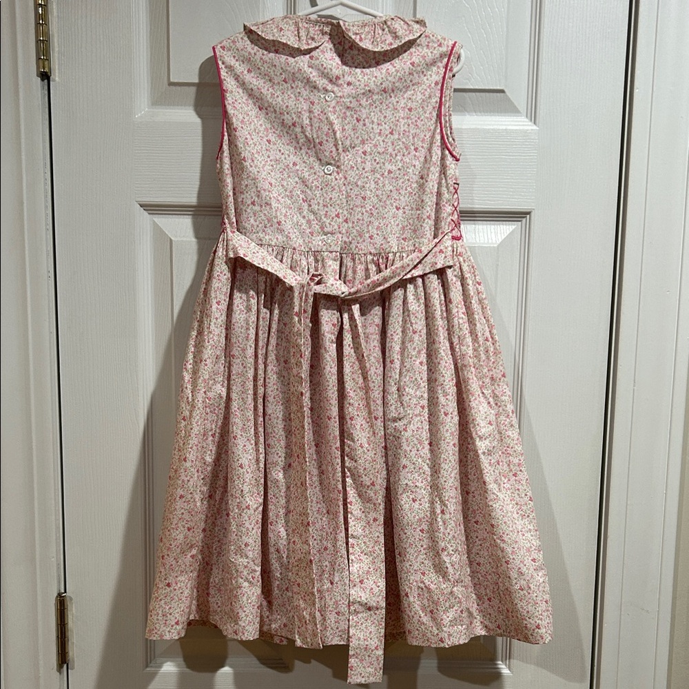 Marco & Lizzy Smocked Embroidered Pink Patterned Dress with Ruffle Collar - Picture 3 of 7